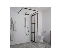Ensemble de rail de rideau de douche Easy-Roll noir, tringle de rideau de douche, barre de rideau de douche, support de rideau de douche