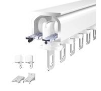 Ensemble De Rail De Rideau De Plafond en Aluminium, Tringle À Rideaux Style Industriel, Rail De Plafond, Ensemble De Rail De Plafond en Aluminium pour Montage Au Plafond Ou Muraux, 50-600cm(Blanc,360c