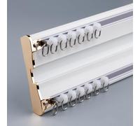 Ensemble De Rail Double Pour Rideaux, Rail Rideaux Avec Poulies À Lame D'acier, Pour Rideaux, Voilages, Séparations De Pièce, Rails À Rideaux Intérieurs/extérieurs(Blanc,240cm/7.8ft(2*120cm))