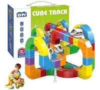 Ensemble de Rails Cubes DIY, 51/81/123 pièces, Jouet de Fusion de Rail Magique, Jouets de Construction avec Train électrique Rechargeable par USB, système ferroviaire éducatif pour Enfants, Jeu 81pcs