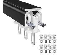 Ensemble de rails de douche en aluminium - Rail en métal droit, facile à installer, noir, idéal pour les salles de bains et douches, système de glissement fluide pour une utilisation sans effort