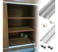 Ensemble de rails de porte coulissante double pour portes de placard et de coffre, système de rail en aluminium de 63 m pour un silence fluide dans la buanderie, le garde-manger et les salles de sport