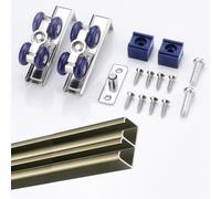 Ensemble de rails de porte coulissante en aluminium avec rouleaux lisses, butée et vis pour portes de placard ou d'armoire
