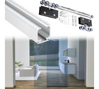 Ensemble de Rails de Porte en Verre Robuste, quincaillerie et Rail pour Porte coulissante à Fermeture Douce, Rail de Porte de Grange coulissante avec Rouleau, Rail de Porte coulissante Lisse