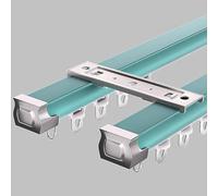 Ensemble de rails de rideaux coulissants robustes, séparateur de salle de douche, supports de plafond doubles avec matériel d'installation, rail double for rideaux(Blue,9ft/2.8m)