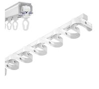 Ensemble de rails de rideaux en métal - Rail de rideau de plafond Silencieuse - Tringle à rideau simple - Rail ondulé en forme de S - pour salon, chambre à coucher, séparateur de douche(Color:Blanc,Si