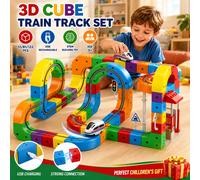 Ensemble de rails de train électromagnétique, jouet de construction STEM avec véhicules anti-gravité, 51/81/123 pièces, modèle de chemin de fer à monter soi-même, chargement USB, cadeau créatif pour 5