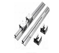 Ensemble de rails linéaires Support en aluminium Rail de guidage de bloc coulissant à roulement linéaire cylindrique for routeur CNC, mouvement fluide à faible bruit(SBR12-19.7")