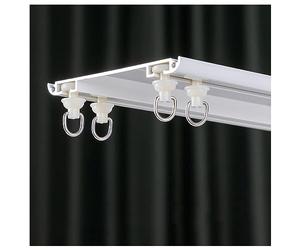 Ensemble de rails minimalistes à double ain - Rail monté au plafond pour ouverture vers l'intérieur et coins de douche, silencieux, 2,1 m / 6.9ft, couleur B-double, parfait pour la décoration
