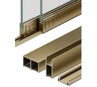 Ensemble De Rails Porte Coulissante En Verre Avec Roues Poulie À Roulement | Sol Sans Perçage For Vitrines, Placards Et(Gold,120 CM/47.2 INCH-0.3INCH)