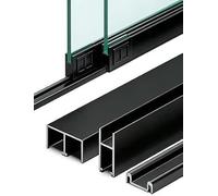 Ensemble De Rails Porte Coulissante En Verre Avec Roues Poulie À Roulement | Sol Sans Perçage For Vitrines, Placards Et(Black,120 CM/47.2 INCH-0.3INCH)