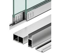 Ensemble De Rails Porte Coulissante En Verre Avec Roues Poulie À Roulement | Sol Sans Perçage For Vitrines, Placards Et(Silver,270 CM/106.3 INCH-0.2INCH)