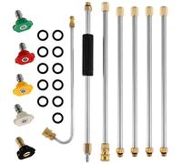 Ensemble de rallonges de nettoyeur haute pression 4000 PSI pour nettoyeur haute pression - Tige d'extension de gouttière - Outils de nettoyage de toit télescopique avec 5 embouts de buse de 6,35 mm