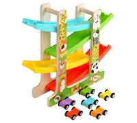 Ensemble de rampe de voiture pour tout-petits - chemin de roulement interactif en bois, jouet de jeu de véhicule coloré, piste d'apprentissage amusante | Jouet éducatif de développement de la motricit