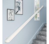 Ensemble de rampe d'escalier en bois antidérapant avec rond et supports de support, poignée de sécurité complète pour escaliers, parfait pour les personnes âgées et les enfants (B 600 cm)