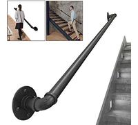Ensemble de rampe d'escalier intérieur/extérieur pour personnes âgées et enfants en fer noir, 280 cm, facile à monter au mur, pour personnes handicapées et personnes âgées