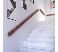 Ensemble de rampe d'escalier rond en bois antidérapant de 220 cm avec supports - Poignée de sécurité complète pour personnes âgées et enfants Solution de sécurité idéale pour escalier