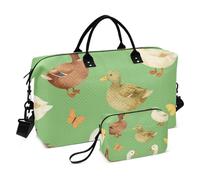Ensemble de rangement de bagages - Grand sac et mini pochette matelassée - Léger - Pour les vacances et les voyages, Canards des prés, One Size, Classique