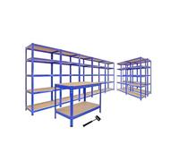 Ensemble de Rangement Garage - 5 T-Rax 90cm, 2 T-Rax 75cm & 1 Établi Q-Rax 120cm Bleu G