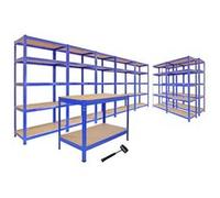 Ensemble de Rangement Garage - 5 T-Rax 90cm, 2 T-Rax 75cm & 1 Établi Q-Rax 120cm Bleu G