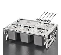 Ensemble De Rangement Pour Épices De Cuisine En Acier Inoxydable À 2 Rangées, Comprenant 10 Bacs, Couvercles Et Cuillères. Étagère Inclinée En Acier Pour Comptoir, Suppor,D-A/19.7X14.6X6.7IN