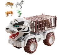 Ensemble de rapporteurs d'animaux et de transporteurs d'animaux Tiger avec fonction de dossier | Jouets de moteur à inertie pour enfants, ensemble de rapporteurs d'animaux
