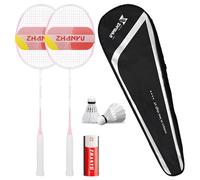 Ensemble de raquettes de badminton 8U 62 g ultra légères en fibre de carbone pour entraînement professionnel, comprend 2 raquettes, 2 volants et un sac de transport, parfait pour les femmes, les