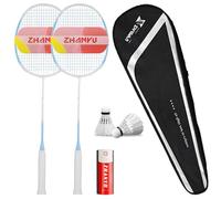 Ensemble de raquettes de badminton 8U 62 g ultra légères en fibre de carbone pour entraînement professionnel, comprend 2 raquettes, 2 volants et un sac de transport, parfait pour les femmes, les