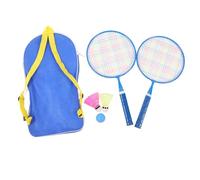 Ensemble de Raquettes de Badminton pour Enfants avec Sac de Transport Kit de Badminton pour Enfants Léger Portable Filet à Haute élasticité Poignée Confortable pour Les Sports de (Bleu)