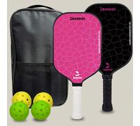 Ensemble de raquettes de pickleball RANDISH, noyau de 16 mm d'épaisseur, comprenant 2 raquettes de pickleball, 4 balles et 1 sac de transport Ensemble de doubles coups noirs,Ensemble rose rouge et noi