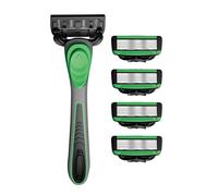 Ensemble de rasage humide efficace pour homme 7 couches avec poignée en caoutchouc confortable et 5 lames de rechange