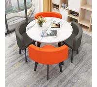 Ensemble de réception de bureau - Ensemble de 4 chaises et table ronde pour salle à manger peu encombrant pour cuisine et salon, assemblage facile, idéal pour le salon et les réunions