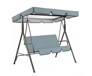 Ensemble de rechange pour balancelle de jardin à 3 piédestaux avec auvent et housses de siège, fabriqué à partir de tissu Oxford pour une résistance efficace aux intempéries (gris)