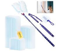 Ensemble de Recharge de 60 Pièces pour Swiffer Staubmagnet - Recharge de Plumeau pour Swiffer, Pack de Recharge pour Swiffer avec 1 Poignée, 1 Perche Télescopique pour Poussière et Saleté Animales