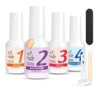 Ensemble De Recharge Pour Système De Poudre À Tremper, Avec 4x15ml/0,5 Fl.Oz, Activateur De Couche De Finition, Économiseur De Brosse Et Outils Nécessaires Pour Manucure Des Ongles..