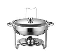 Ensemble de réchaud rond en acier inoxydable avec couvercle - Parfait pour les buffets et les fêtes - Design élégant pour garder les aliments chauds et frais