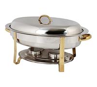 Ensemble de réchauds de Buffet en Acier Inoxydable 210, récipient de 6 L Ovale avec Accents dorés pour Le réchauffage des Aliments, Plateau Traiteur pour buffets de Mariage