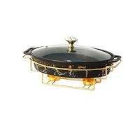 Ensemble de réchauds en céramique pour Buffet, Finition marbre, réchauds rectangulaires pour buffets, Mariages, fêtes, banquets et événements Traiteur (Noir)