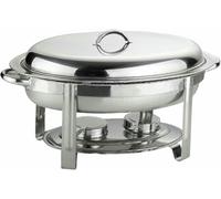 Ensemble de réchauffeur en acier en acier inoxydable, comprimé de poêle à bouffée ovale de 6 litres avec poêle de nourriture, casserole, cadre, couvercle et porte-carburant pour les banques de