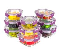 Ensemble de Récipient En Verre boîtes Alimentaires - 18 pièce (9 récipient, 9 couvercle) - étanche, résistant au lave-vaisselle, au micro-ondes et au congélateur - sans BPA, certifié FDA, FSC