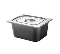 Ensemble de récipients GN en acier inoxydable avec couvercles, empilables rectangulaires pour l'organisation de la cuisine, la marinade et le service, passent au lave-vaisselle, argent, 17 x 10 x 6 cm