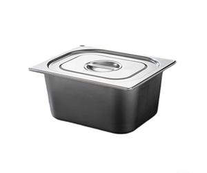 Ensemble de récipients GN en acier inoxydable avec couvercles, empilables rectangulaires pour l'organisation de la cuisine, la marinade et le service, passent au lave-vaisselle, argent, 17 x 10 x 6 cm