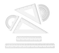 Ensemble de Règle en Plastique XIHIRCD, 6 Pièces, Règle Droite, Rapporteur, Triangulaire, Transparente, Pouces et Métriques, Moderne