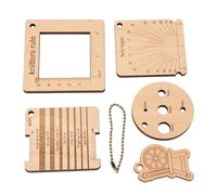 Ensemble de règles à tricoter, jauge d'angle de densité de longueur de fil en bois, règle de poinçonnage ronde pour projets de tricot, artisans en bois de hêtre 8x8cm, ensemble de