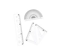 Ensemble de règles de e mathématiques, Transparent 15CM | 4 outils de géométrie flexibles pour une longueur claire, une lecture de degrés, un dessin de forme et une étude à