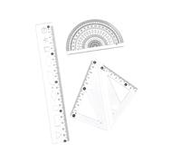 Ensemble de règles de e mathématiques, Transparent 20CM | 4 outils de géométrie flexibles pour une longueur claire, une lecture de degrés, un dessin de forme et une étude à