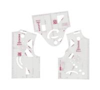 Ensemble de règles de de mode à l ' échelle 1: 5 avec 3 | Trois modèles translucides, marquages de motifs imprimés rouges, formes variées pour le travail de brouillon de
