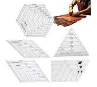 Ensemble de règles de matelassage en acrylique, 5 pièces transparentes avec modèles hexagonaux triangulaires en diamant à 45/60 degrés