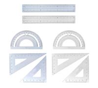 Ensemble de Règles en Métal 8 Pièces - Outils de Dessin Géométrique Avec Rapporteur, Équerre - Pour Papeterie de Bureau et Apprentissage