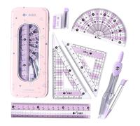 Ensemble de règles, ensemble de géométrie (7pcs) Les mathématiques complètes des règles à échelle claire comprennent des dirigeants, du caoutchouc, pour l'apprentissage, le dessin